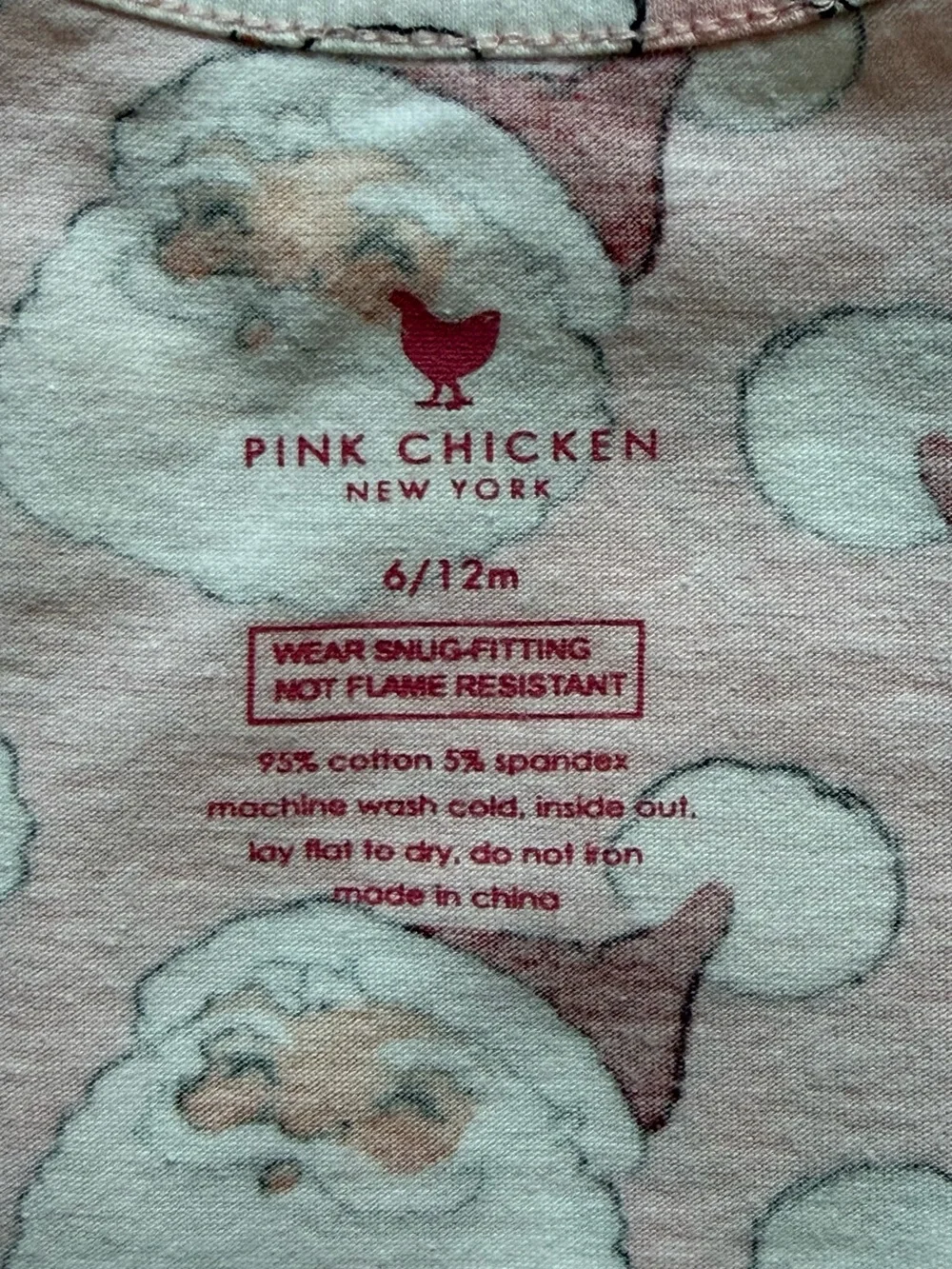 Pink Chicken Baby Girl Pink Santa Print Pajama Set - Size 6/12M